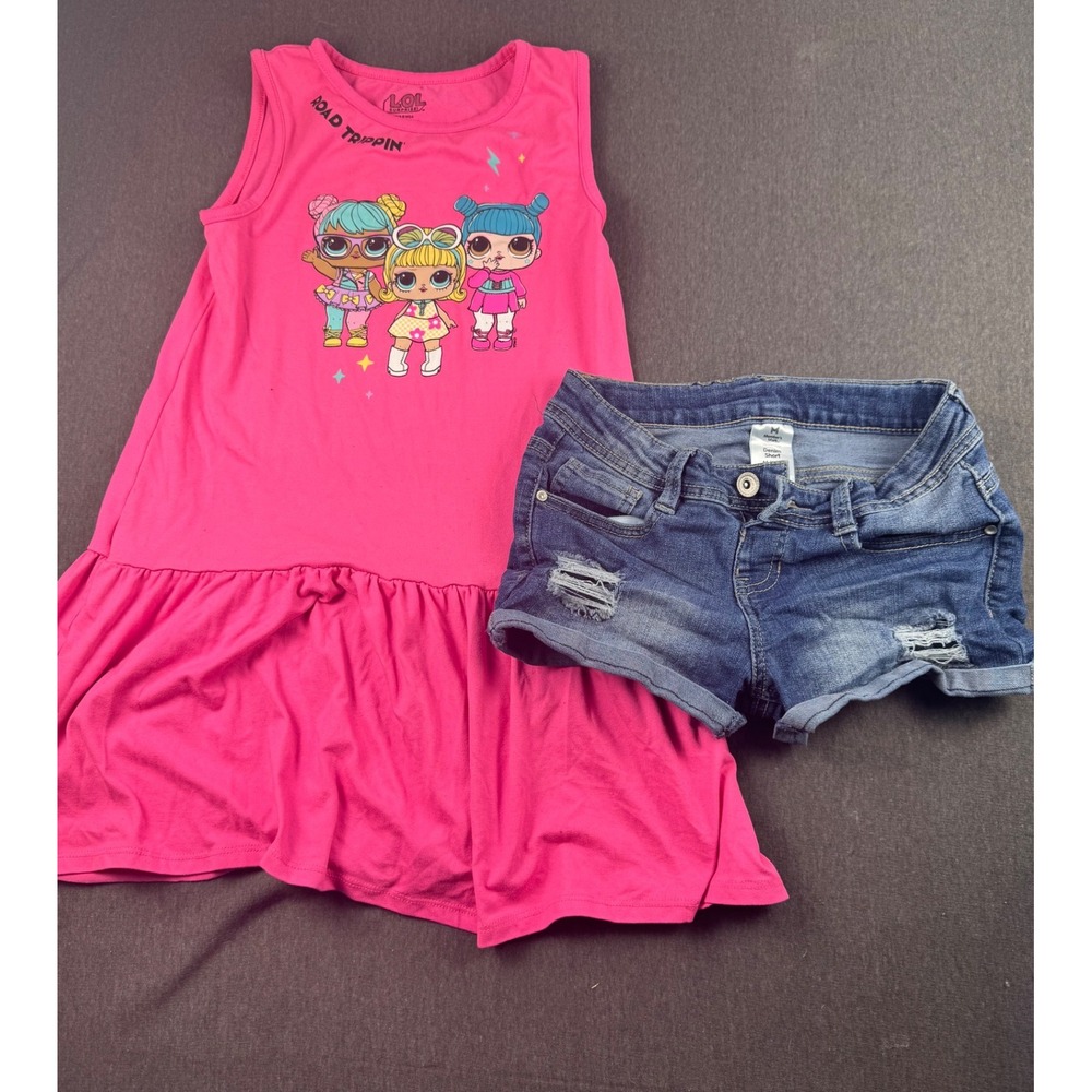 LOL Surprise Road Trippin Pink Dress Member's Mark Denim Shorts‎ Outfit
